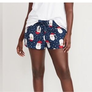 NWT Old Navy womens Christmas pajama shorts Flannel Santa XL